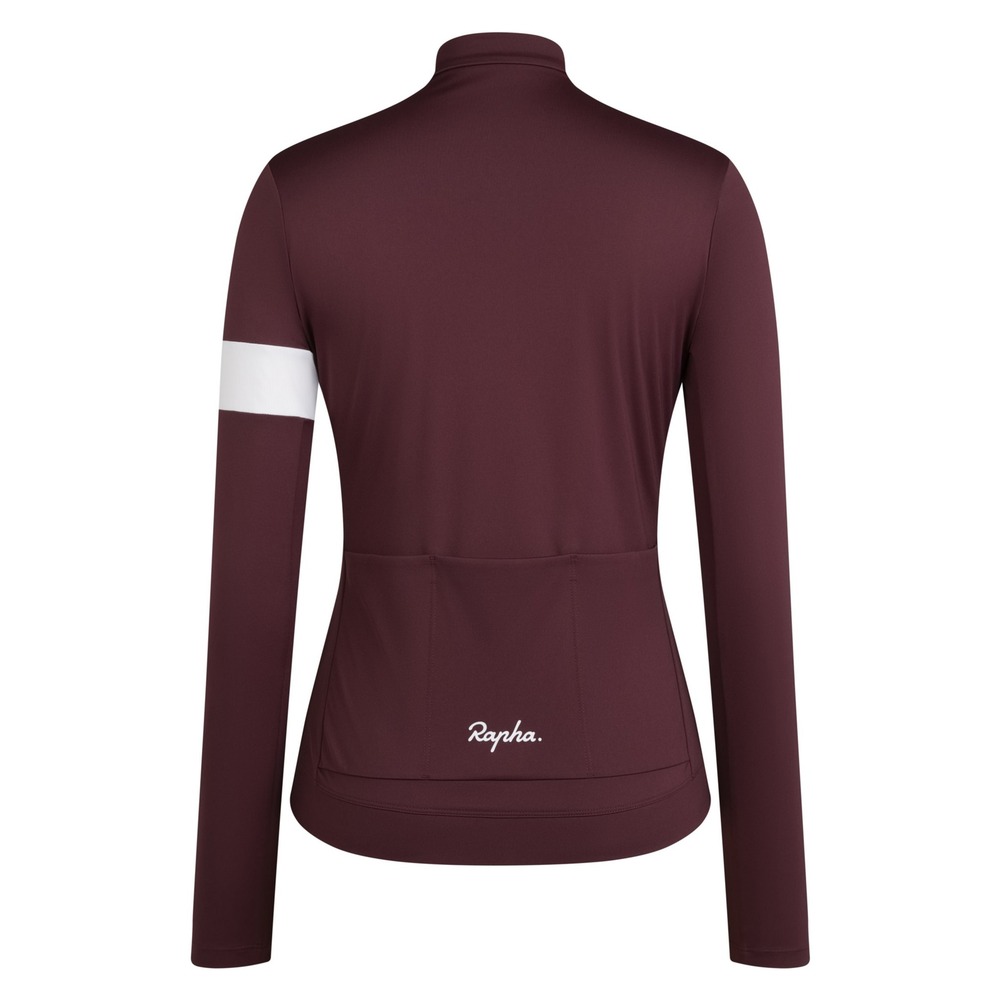 RAPHA Long Sleeve Jersey Women Medium Burgundy Cycling Merino Wool Blend Zip Up - Picture 2 of 16